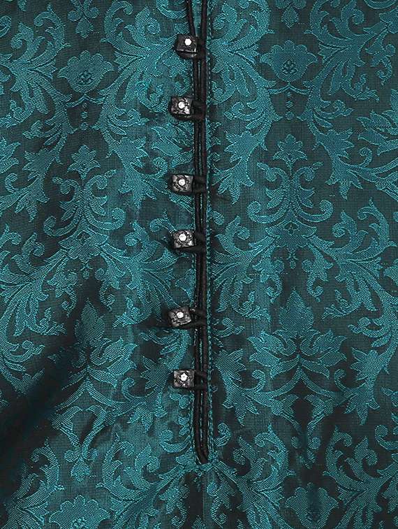 green silk blend long kurta - 16079705 - Standard Image - 3