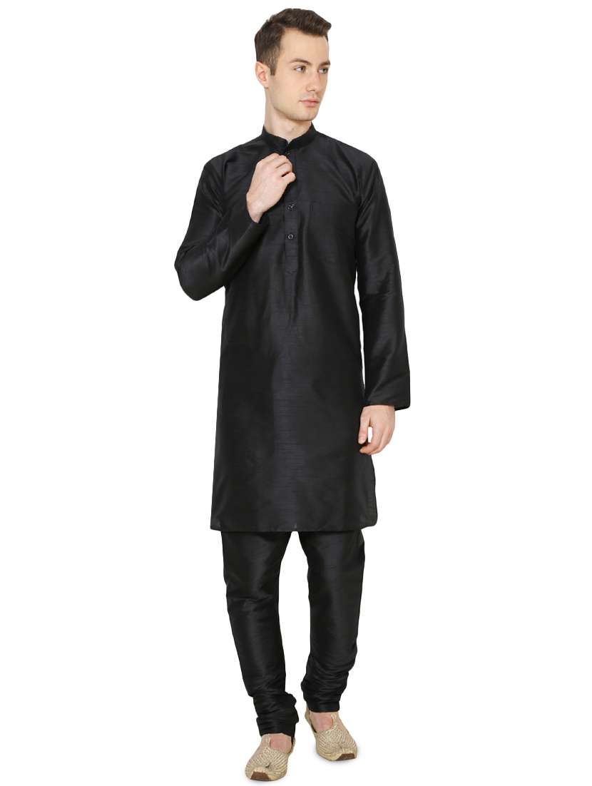 black silk blend long kurta