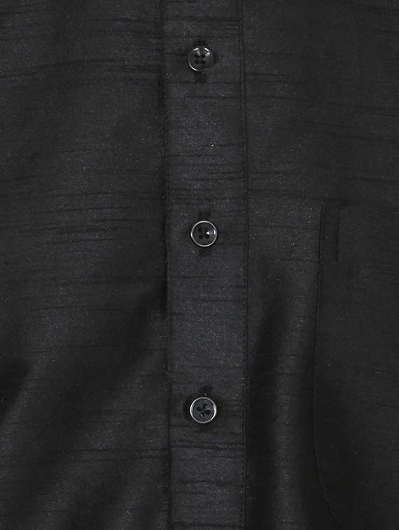 black silk blend long kurta - 16079712 - Standard Image - 3