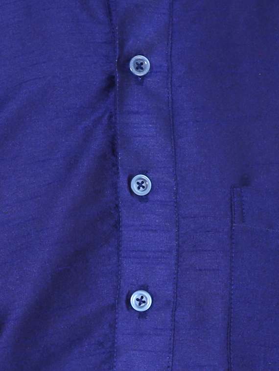 blue silk blend long kurta - 16079713 - Standard Image - 3