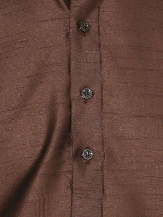 brown silk blend long kurta - 16079720 - Standard Image - 3