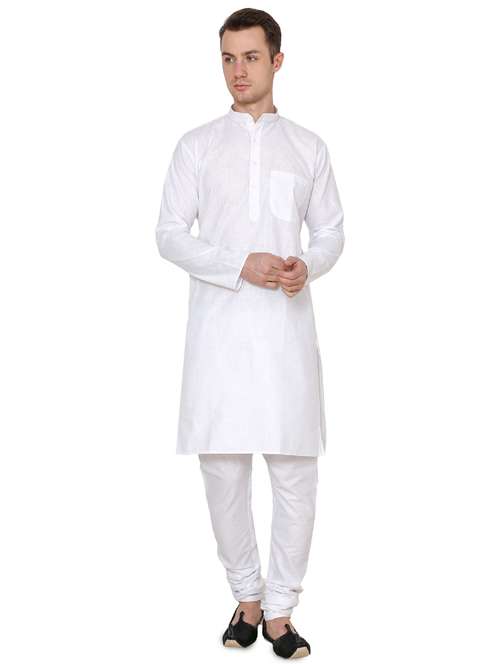 white cotton long kurta - 16079726 -  Standard Image - 0