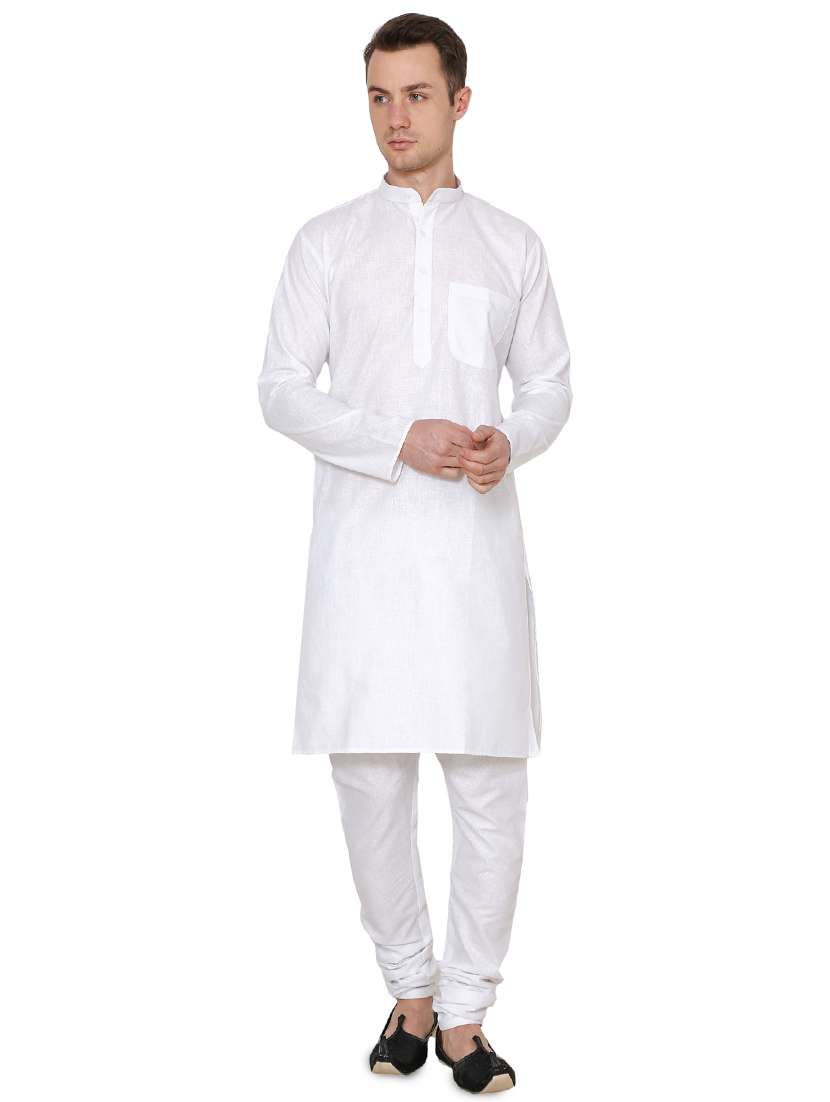 white cotton long kurta - 16079726 -  Zoom Image - 0