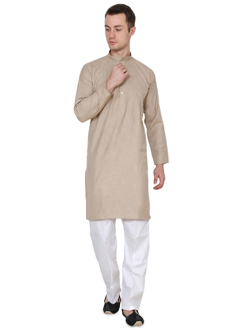 brown cotton long kurta - 16079728 - Zoom Image - 0