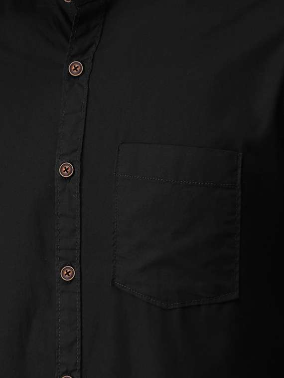 black solid casual shirt - 16085093 -  Standard Image - 3