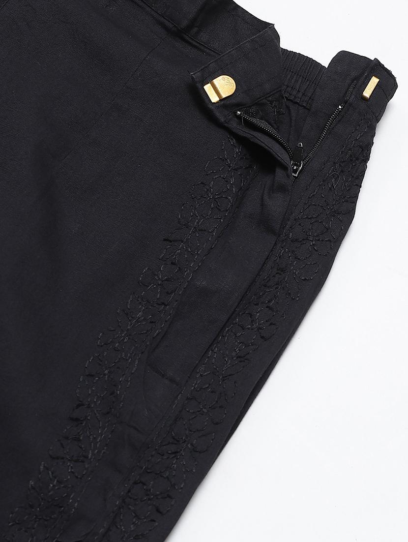 embroidered solid tapered pant - 16085972 - Standard Image - 5