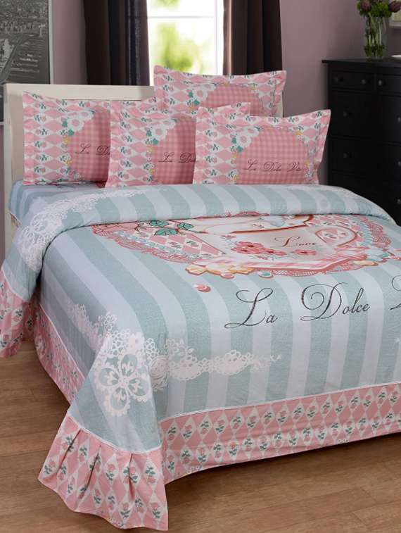 pure cotton king size bedsheet with frill