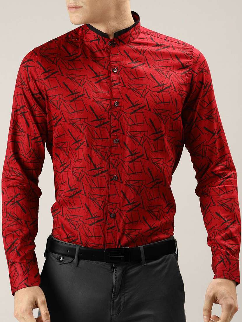 red printed casual shirt