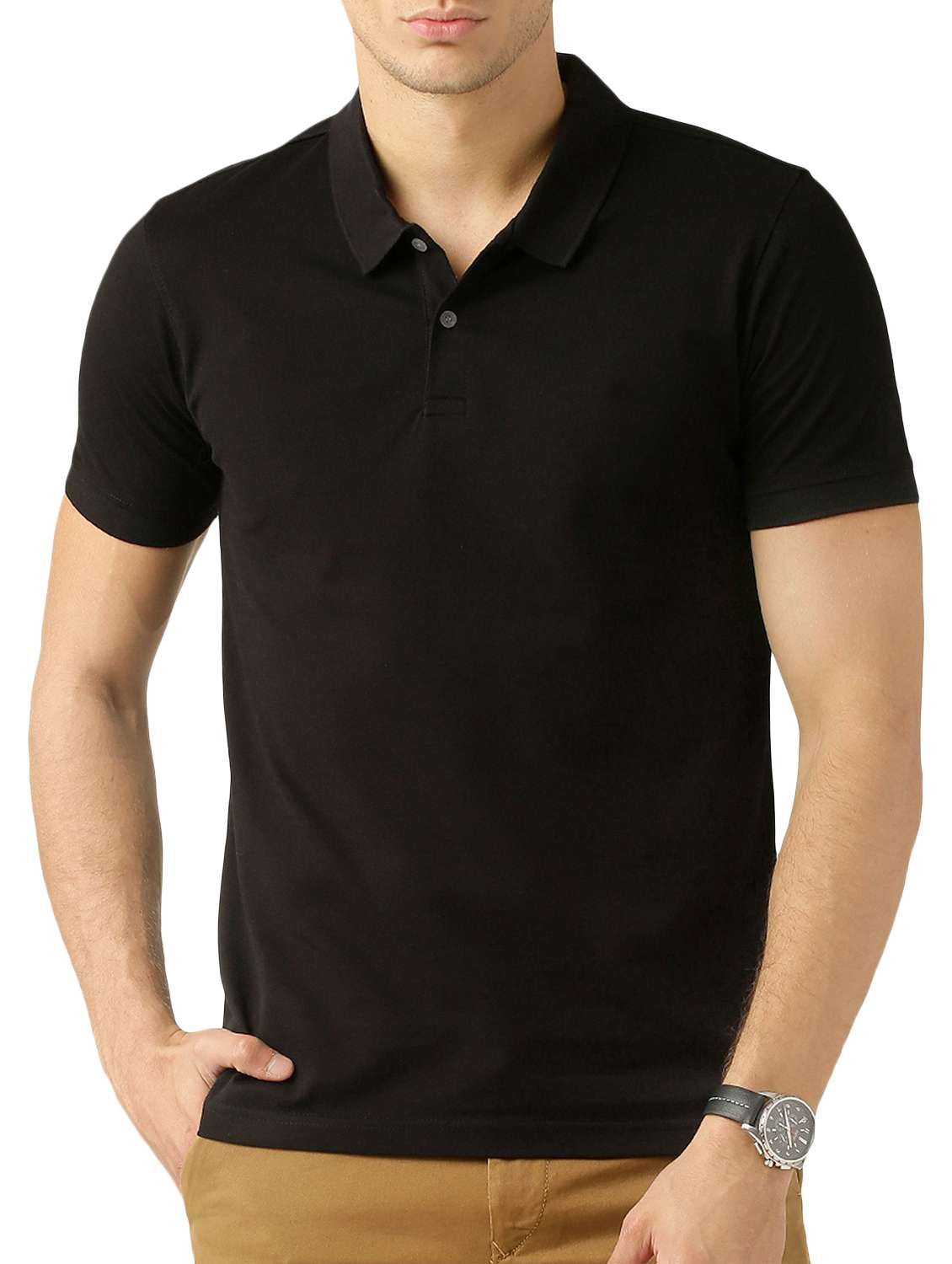 black solid polo t-shirt