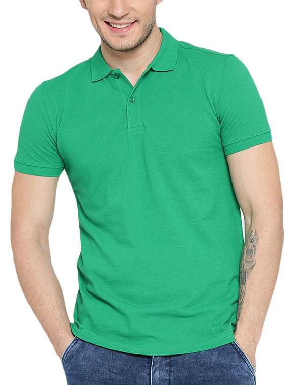 green solid polo t-shirt