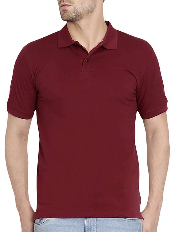 maroon solid polo t-shirt