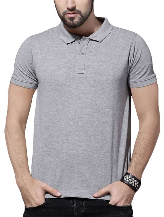 grey solid polo t-shirt
