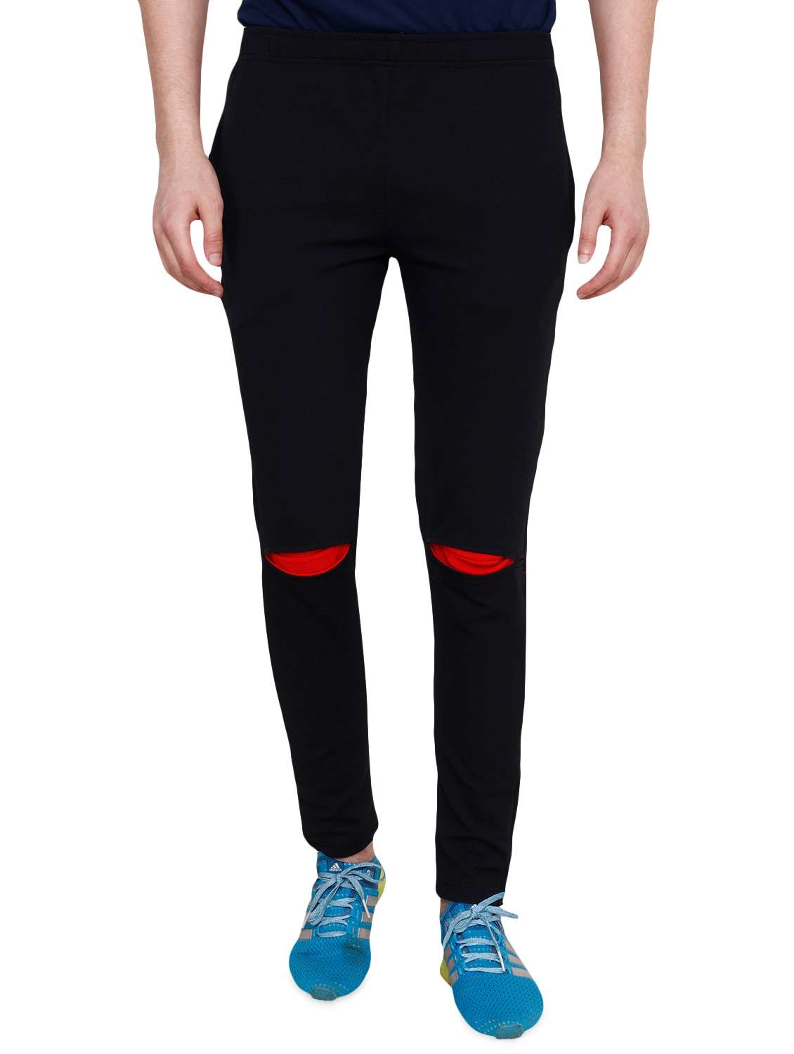 black polyester  full length track pant