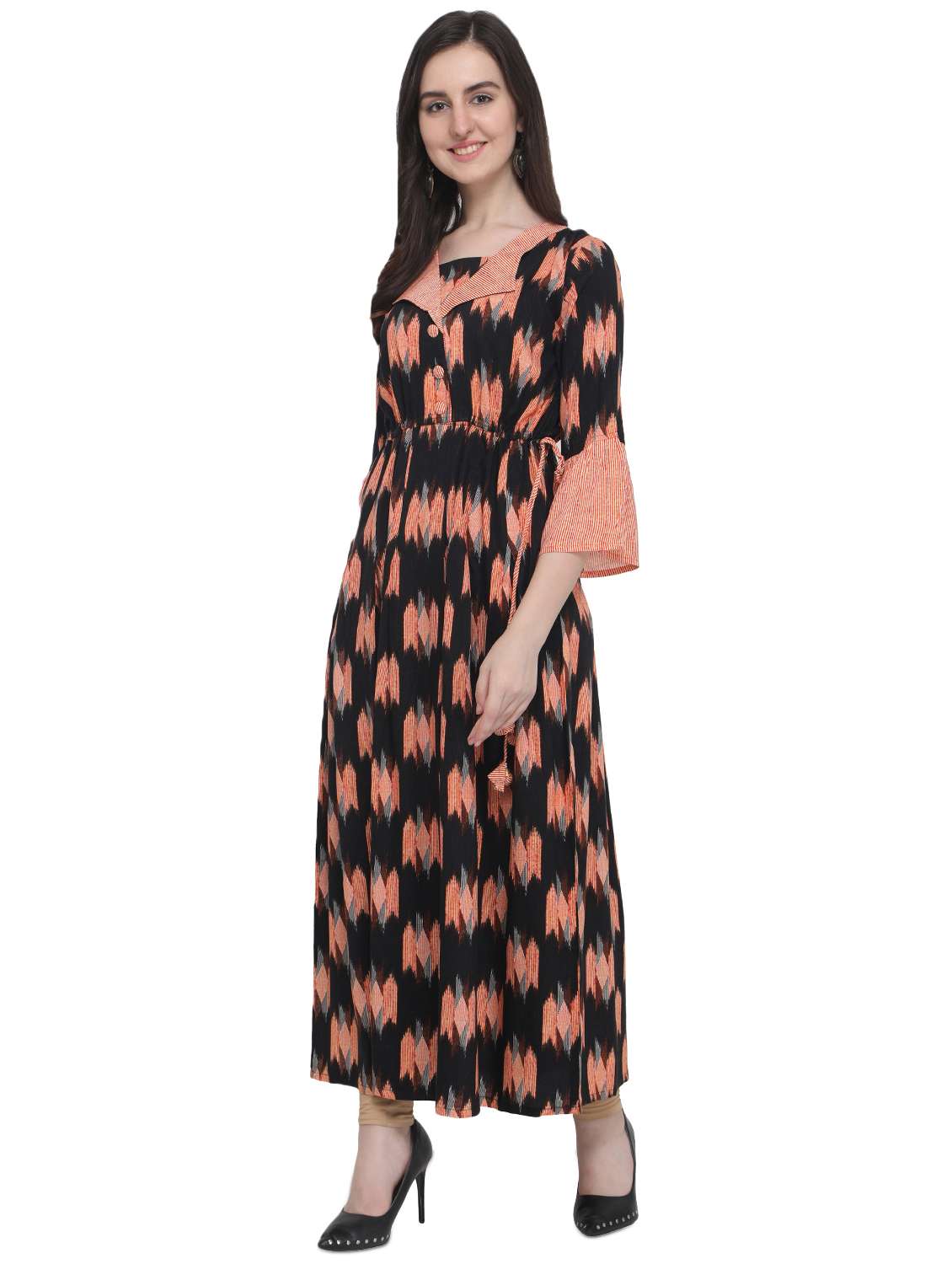 geometrical printed flared kurta