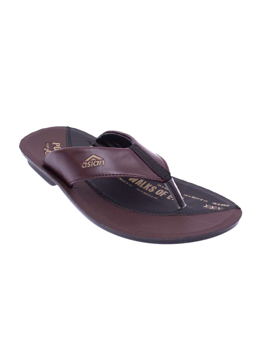 brown leatherette toe separator slippers