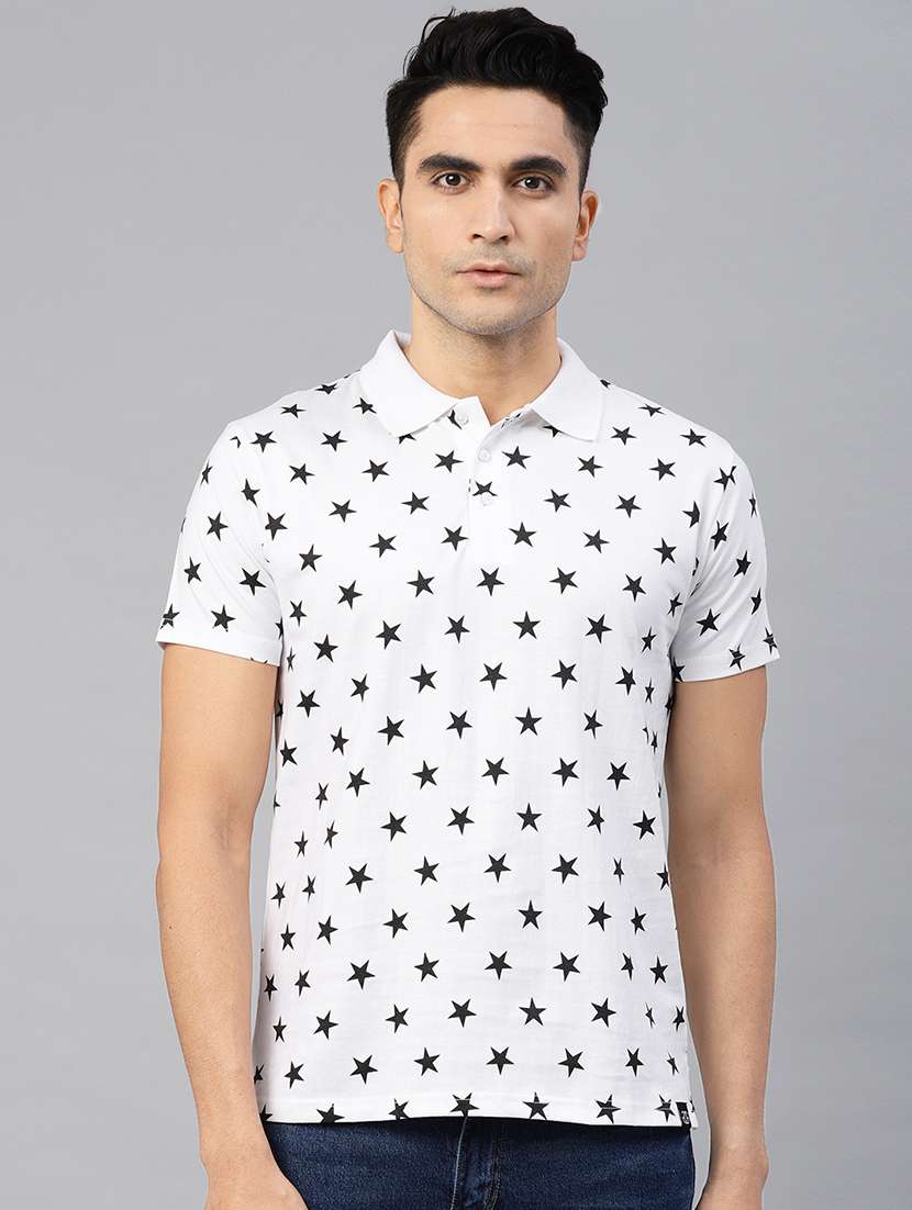 white printed polo t-shirt 
