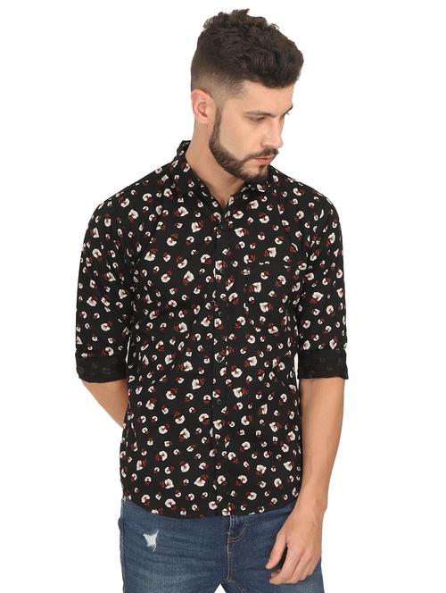 black floral printed casual shirt - 16094342 - Standard Image - 0