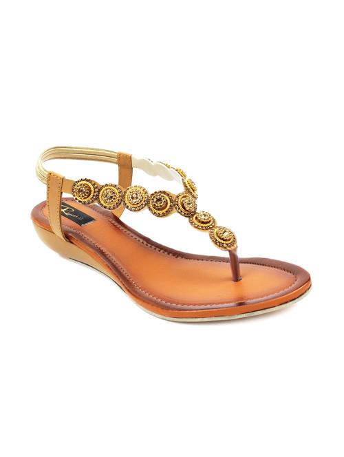 beige leatherette slip on sandals - 16095992 -  Standard Image - 0