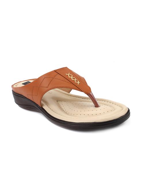 tan leatherette slip on sandals - 16095995 - Standard Image - 0