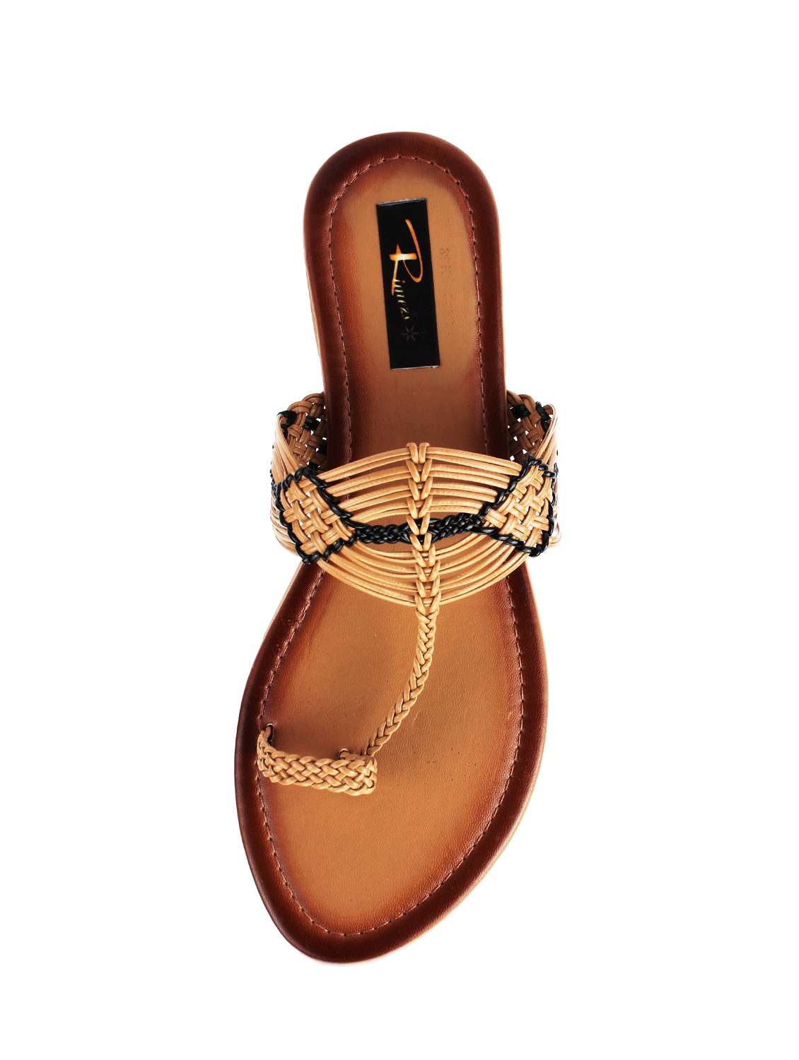 beige leatherette slip on sandals - 16096007 -  Standard Image - 3