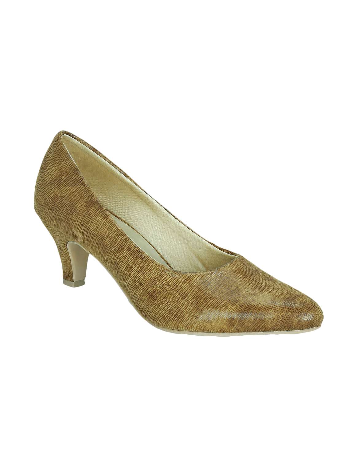 tan faux leather slip on pumps