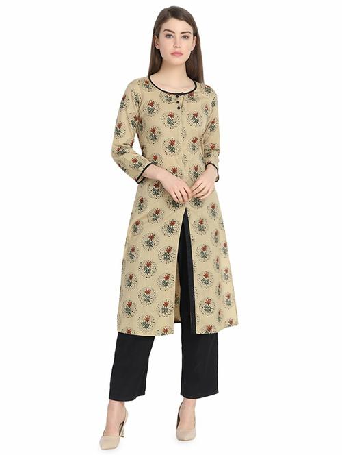 floral printed high slit kurta - 16096165 -  Standard Image - 0