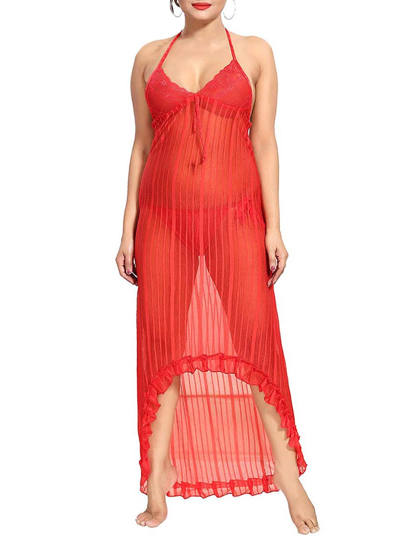 high low high low nighty with panty - 16098369 -  Zoom Image - 0
