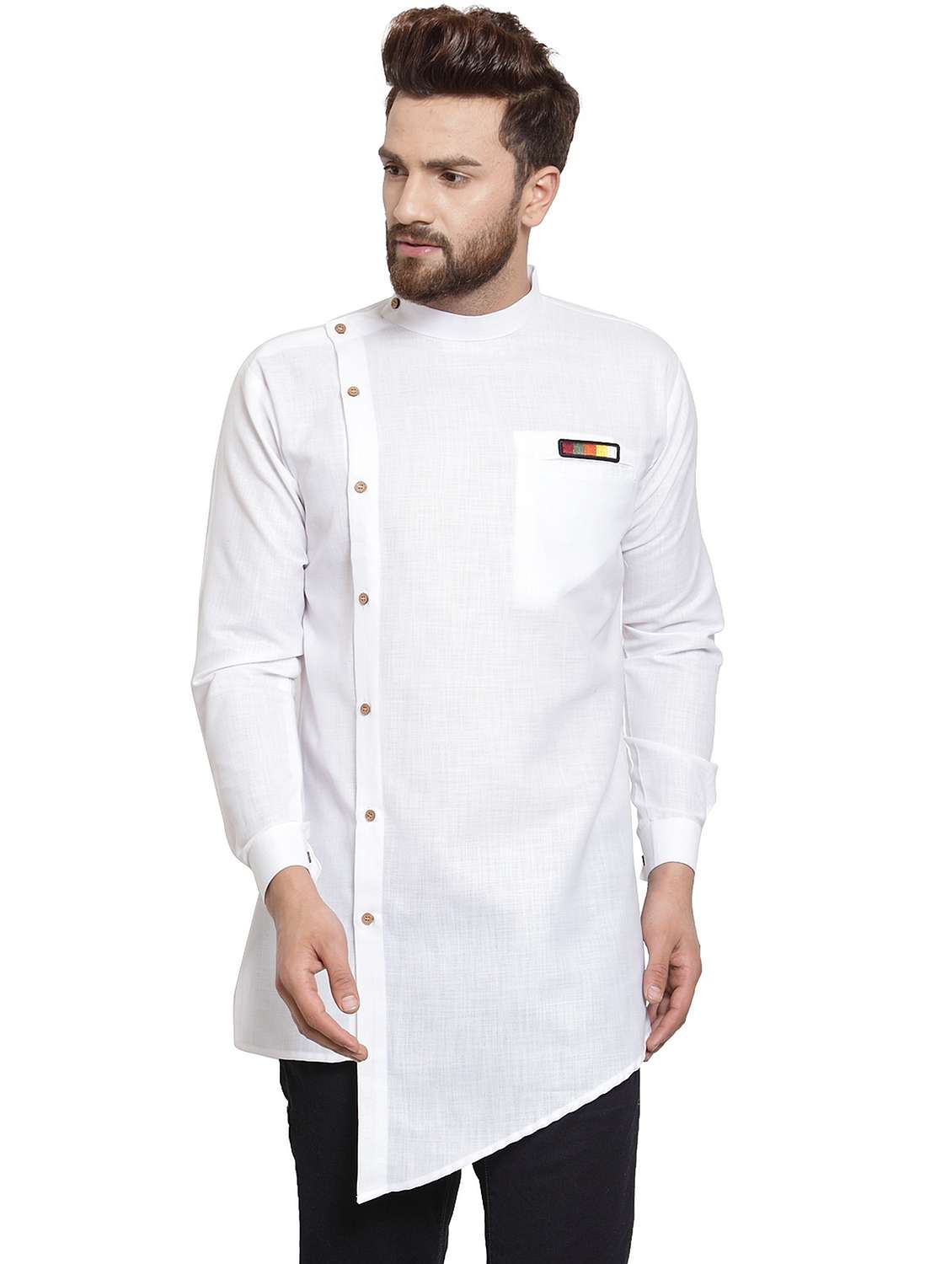 white cotton asymmetric kurta