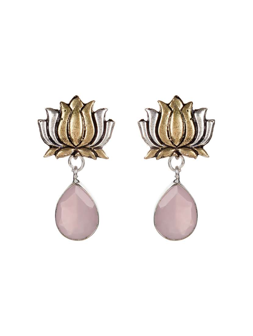 pink metal drop earring - 16100737 -  Zoom Image - 0
