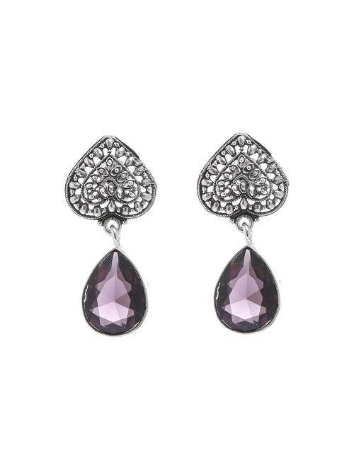 purple metal drop earring - 16100818 - Standard Image - 0