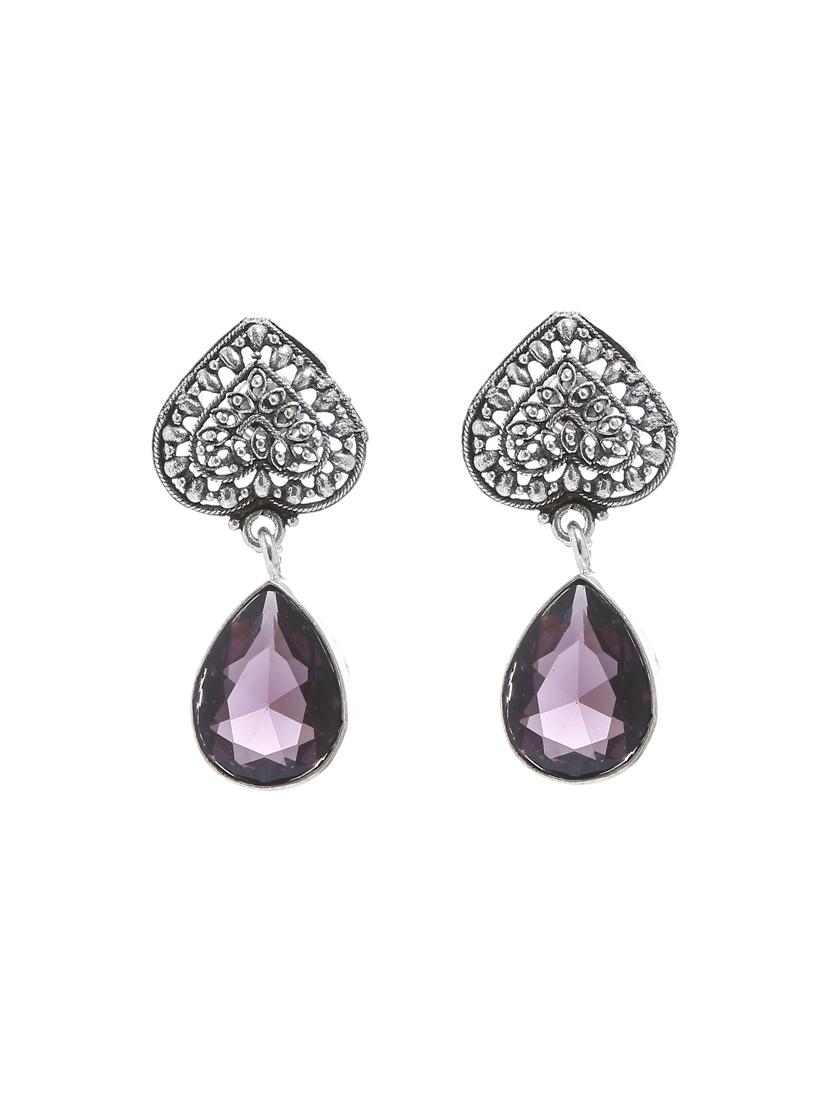 purple metal drop earring - 16100818 - Zoom Image - 0