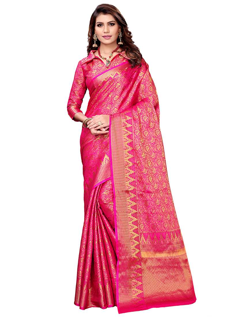 floral zari motifs banarasi saree with blouse