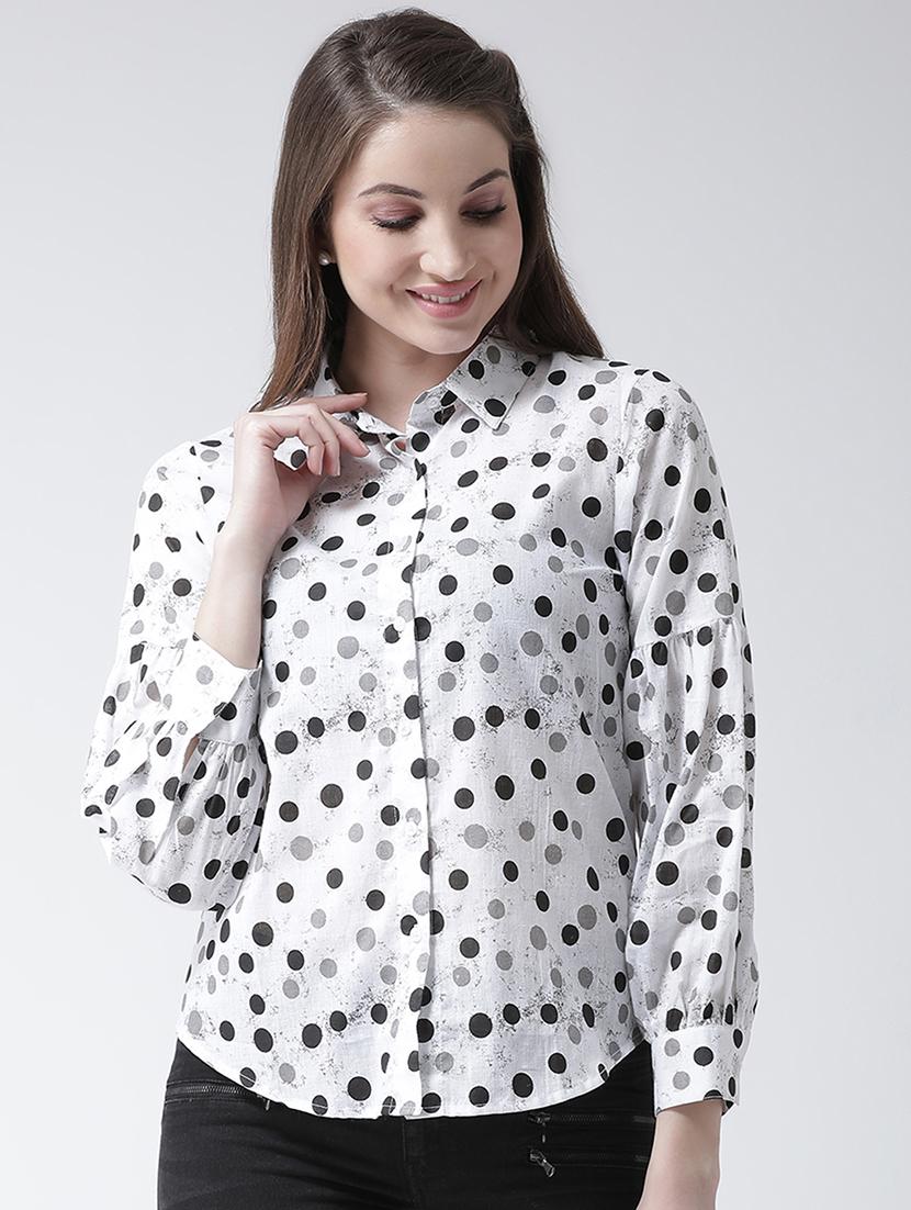 curved hem polka dot shirt - 16103452 - Zoom Image - 0