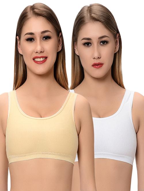 set of 2 solid sports bra - 16103775 - Standard Image - 0