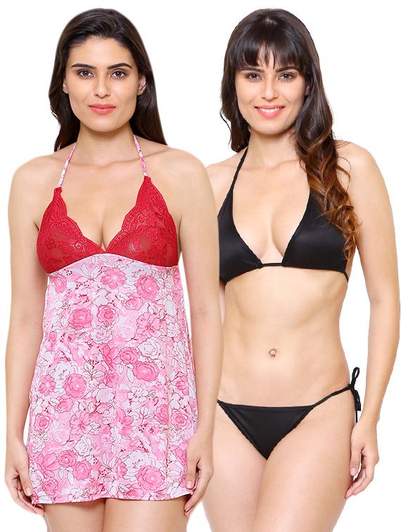 halter neck nightwear set - 16104427 -  Zoom Image - 0