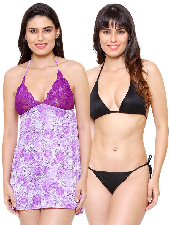 halter neck nightwear set - 16104430 -  Zoom Image - 0