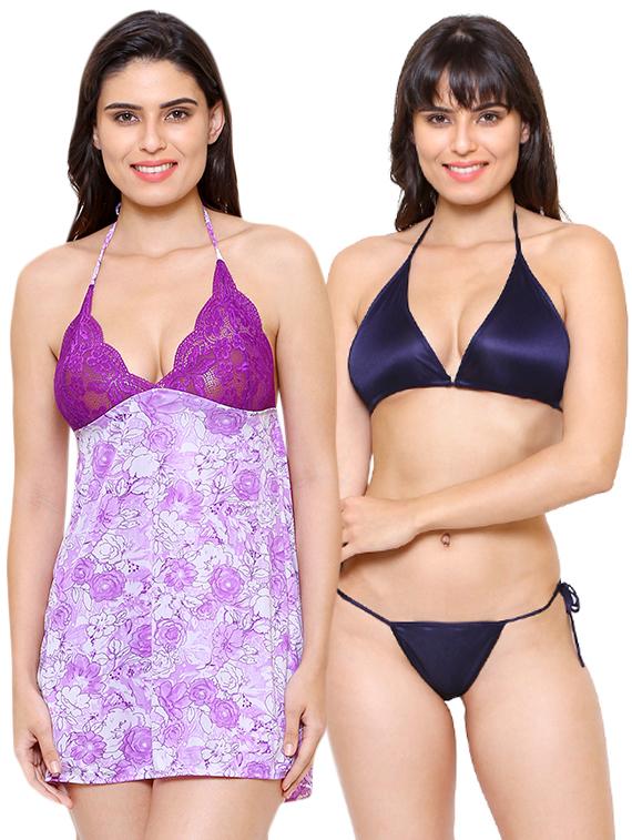 halter neck nightwear set - 16104432 - Zoom Image - 0