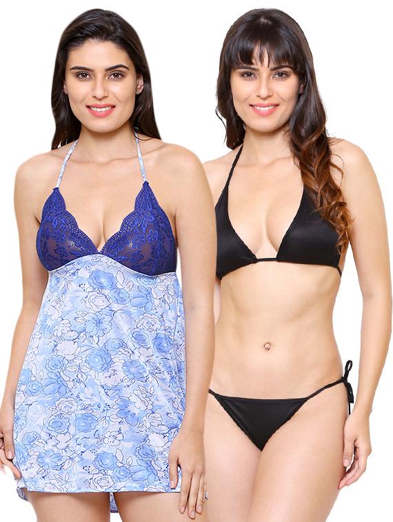 halter neck nightwear set - 16104433 - Zoom Image - 0