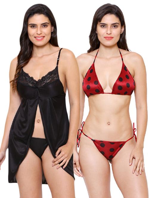 lace detail nightwear set - 16104437 - Standard Image - 0