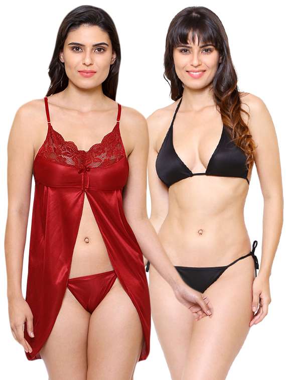 lace detail nightwear set - 16104439 - Zoom Image - 0
