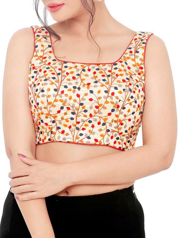 multi colored silk embroidered blouse