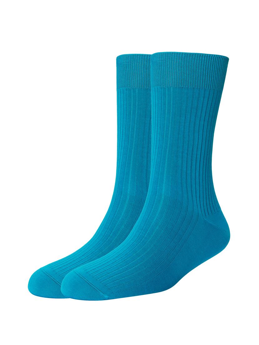 light blue cotton above ankle length sock - 16105663 - Zoom Image - 0