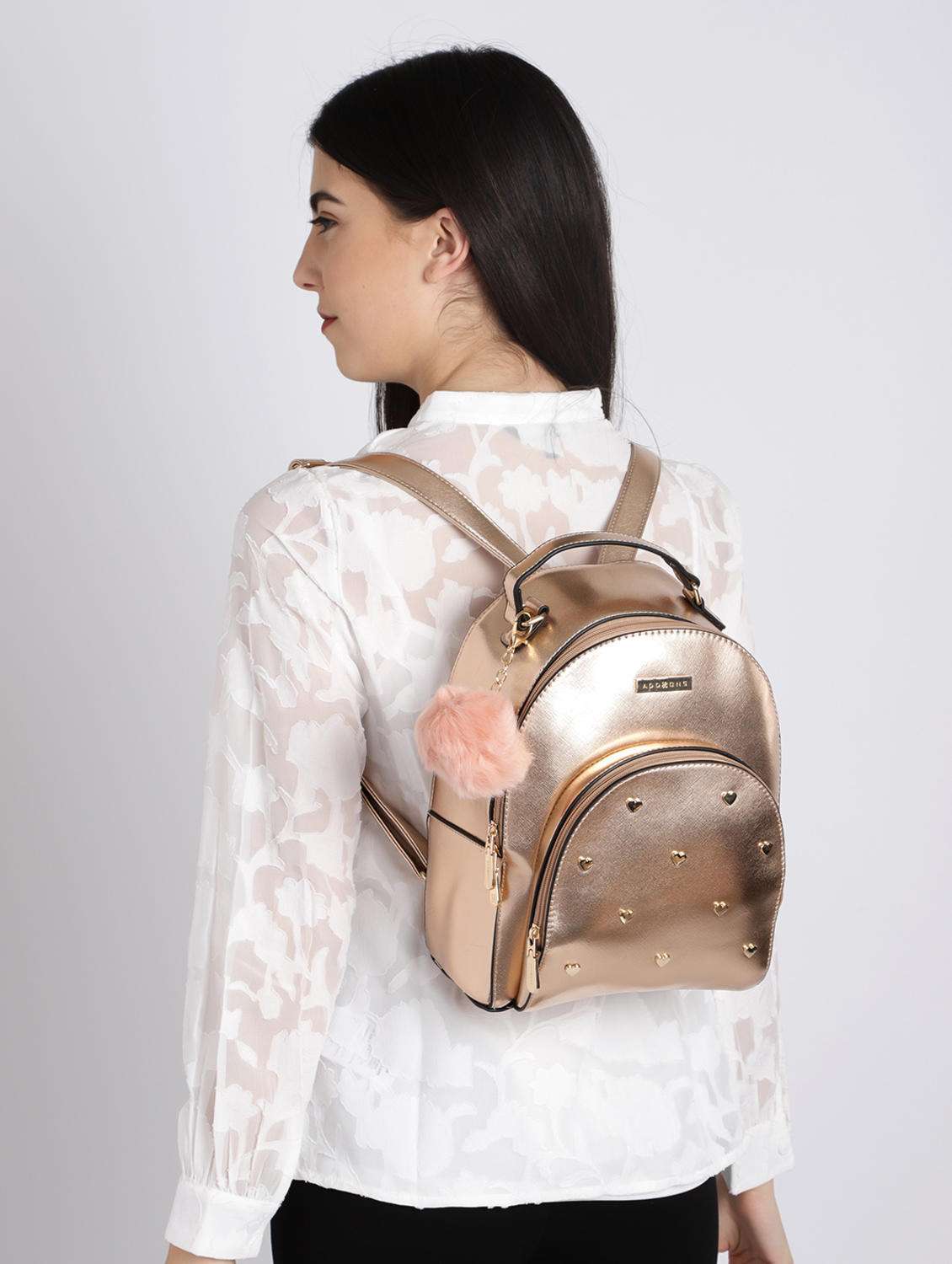 gold leatherette (pu) fashion backpack - 16105977 -  Standard Image - 5