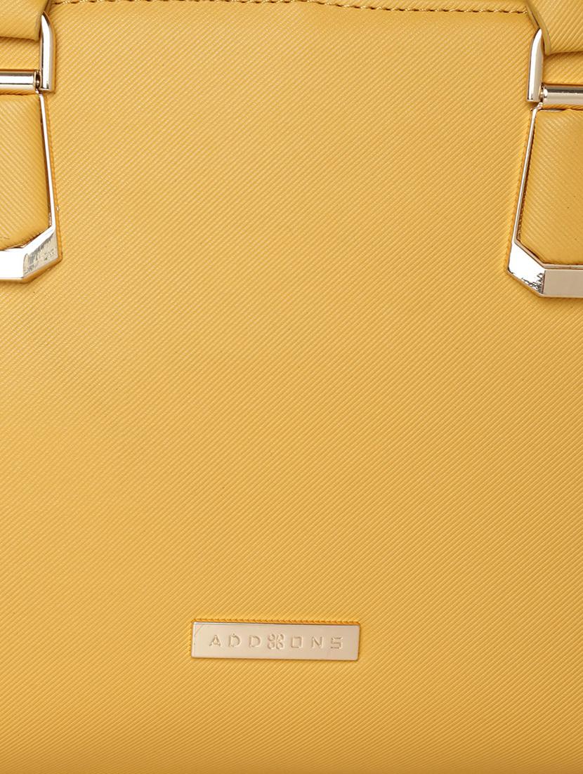 yellow leatherette (pu) fashion satchel - 16106014 - Standard Image - 3