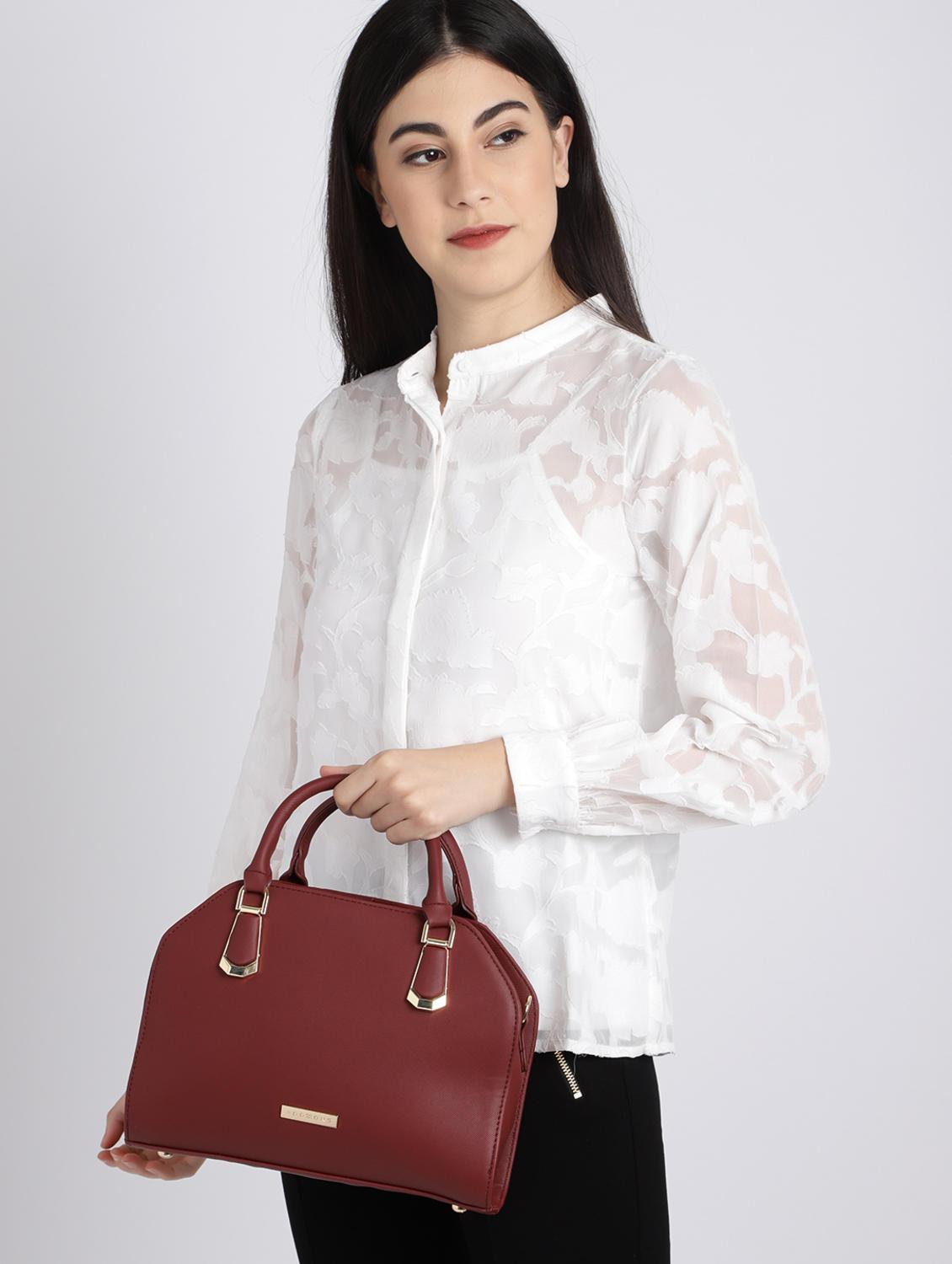 red leatherette (pu) fashion satchel - 16106015 - Standard Image - 5