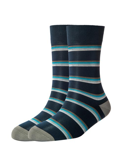 men navy blue striped above ankle length socks - 16108413 - Standard Image - 0