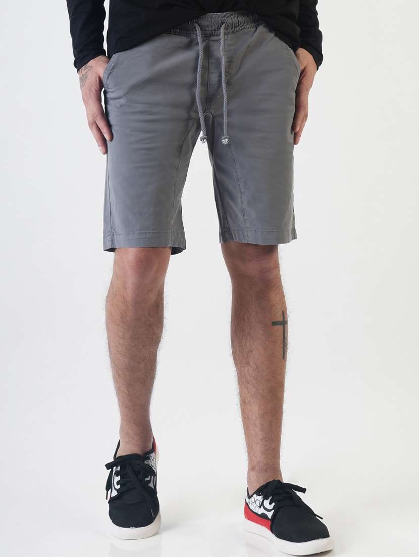 grey solid shorts