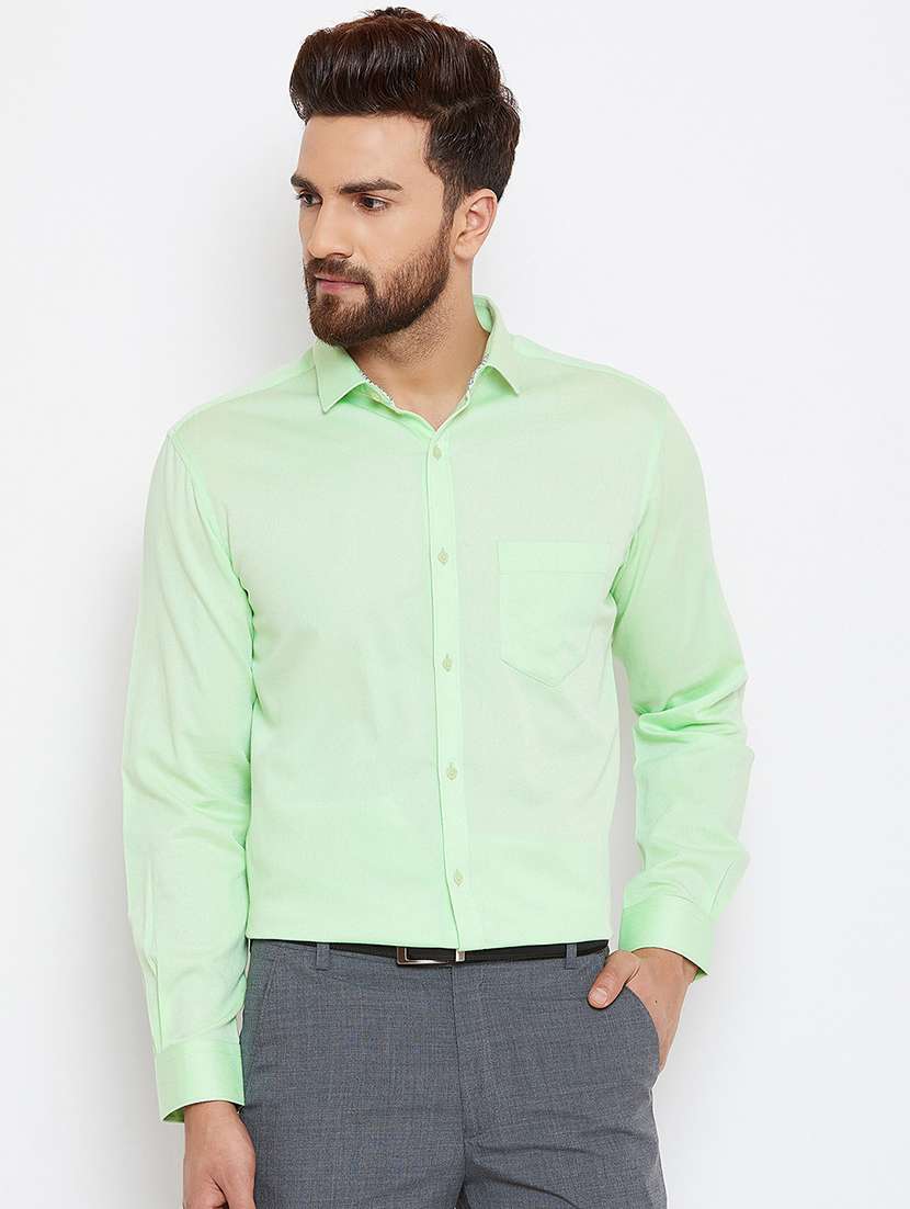 green solid formal shirt - 16110841 - Zoom Image - 0