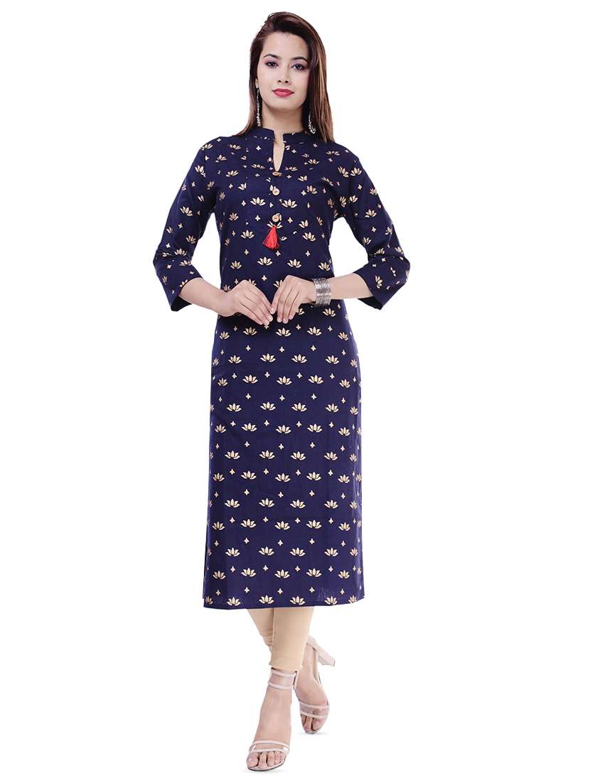 foil printed straight kurta