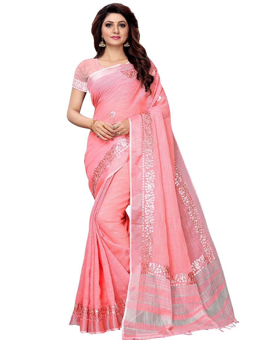pink gota patti saree with blouse